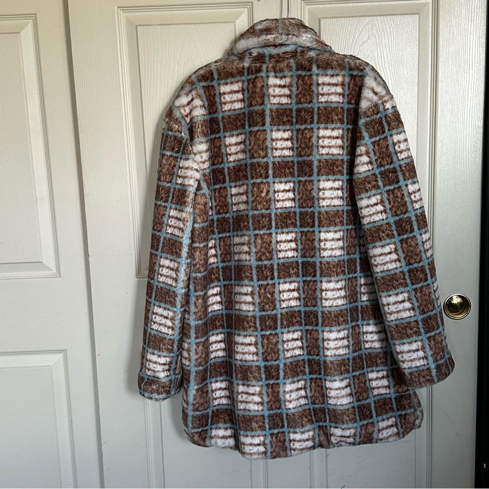 Hutch for Free People Plaid Faux Fur Shirt Jacket, Large - Picture 6 of 13